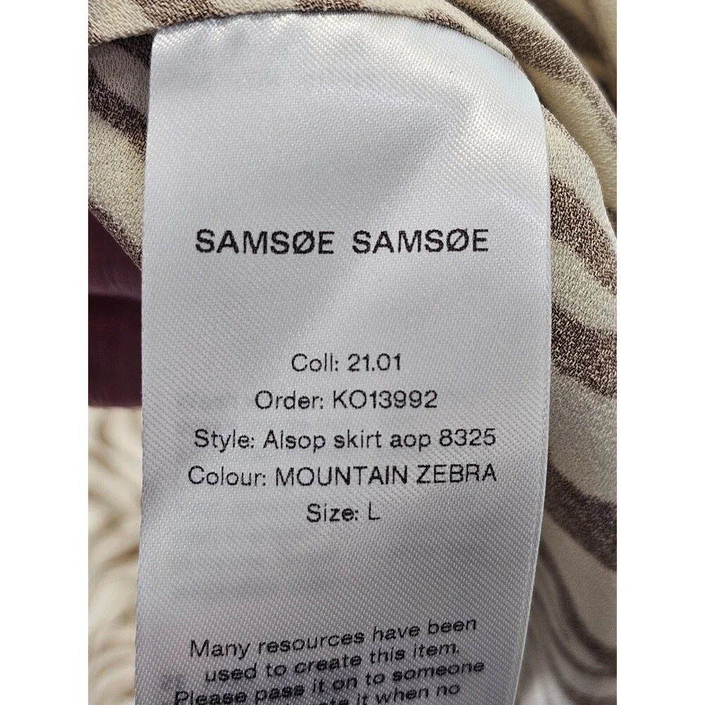 Samsøe Women's L Alsop Skirt Zebra Print Midi A-Line Copenhagen Designer EUC - Picture 9 of 14